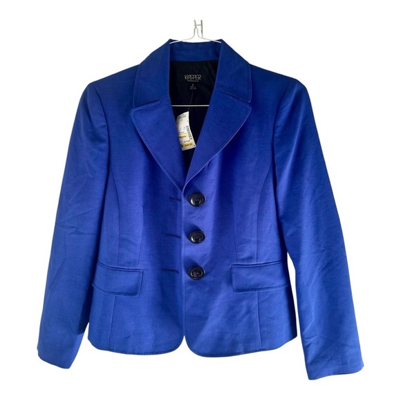 Kasper Jackets & Blazers - Kasper Blazer Jacket Bright Blue Womens Career Causal 3 Buttons Size 8
